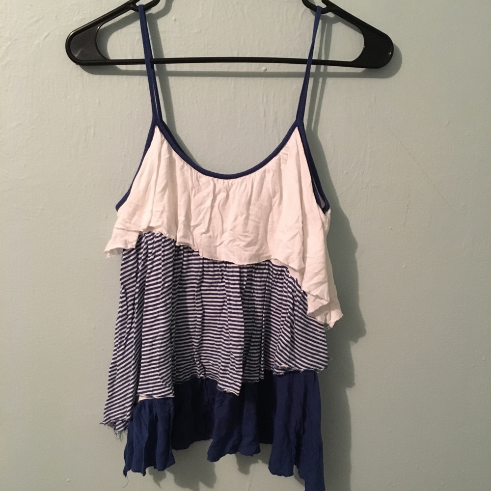 Blue and White Layered Top